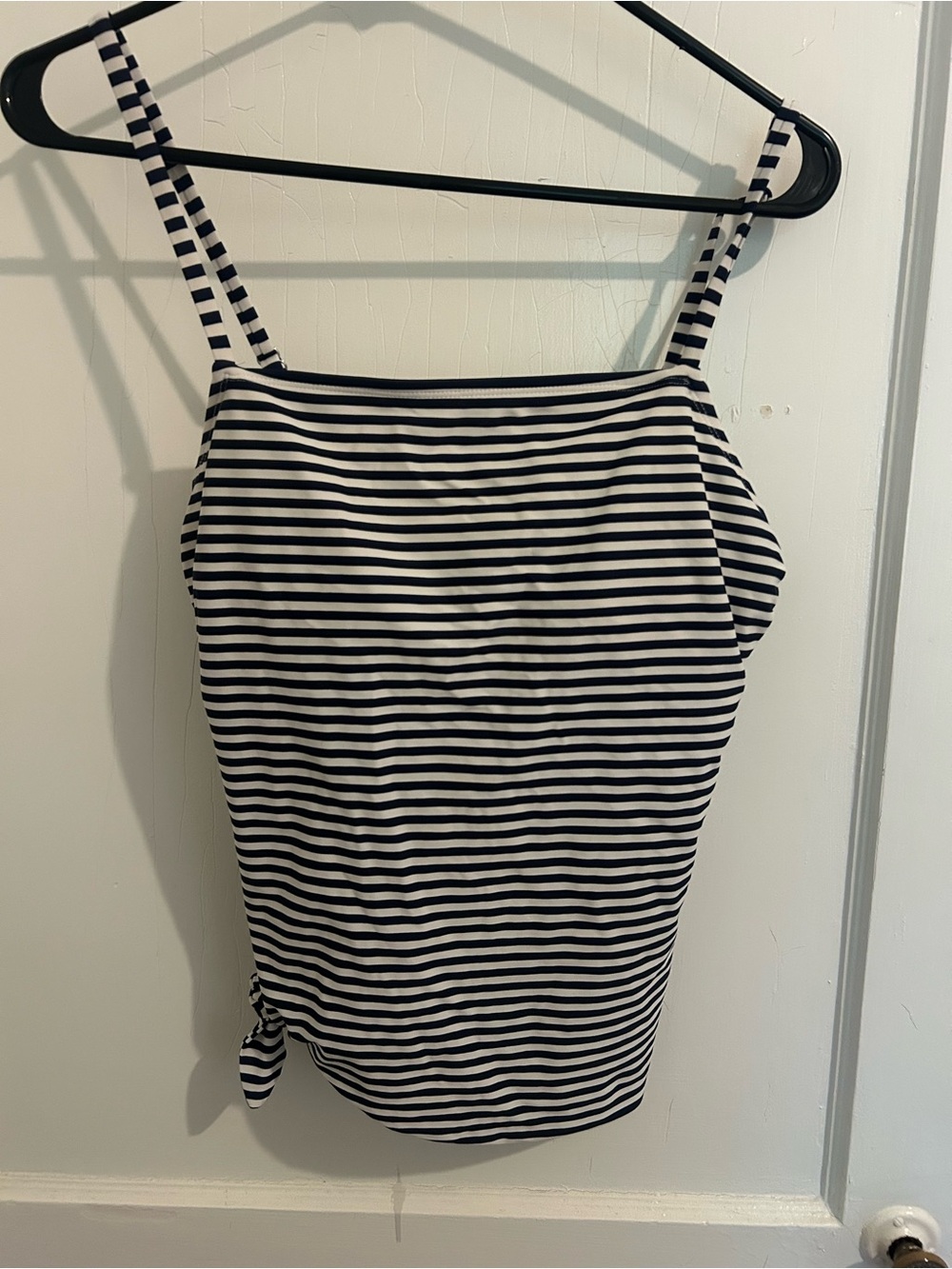 Kona Sol women’s large navy and white striped tankini top with side tie sport